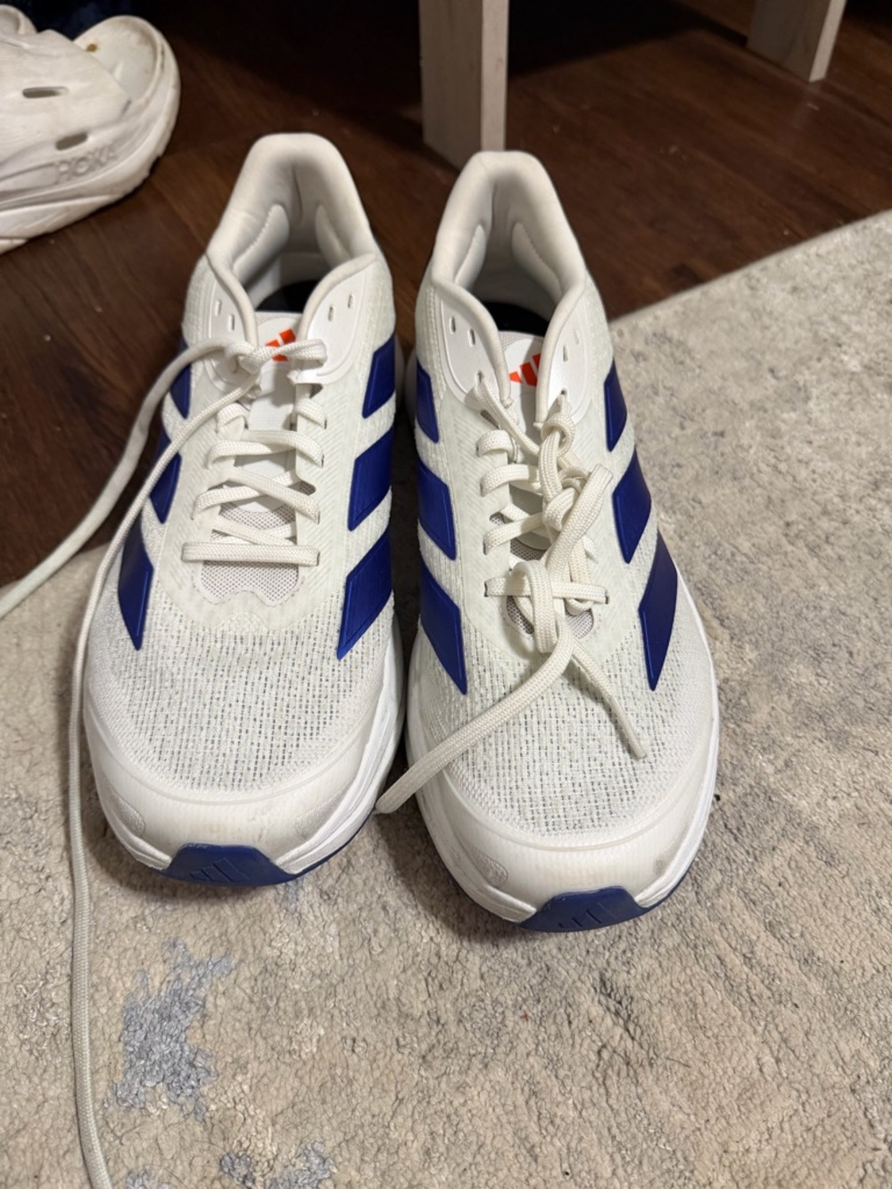 adidas White and Blue Men's Athletic Running Shoes